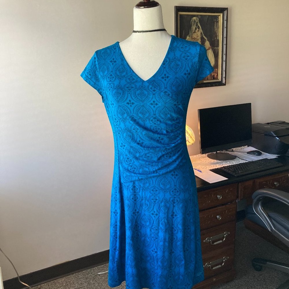 Kuhl Women's Knee Length Dress Size S Cup Sleeve Paisley Pattern Organic Cotton